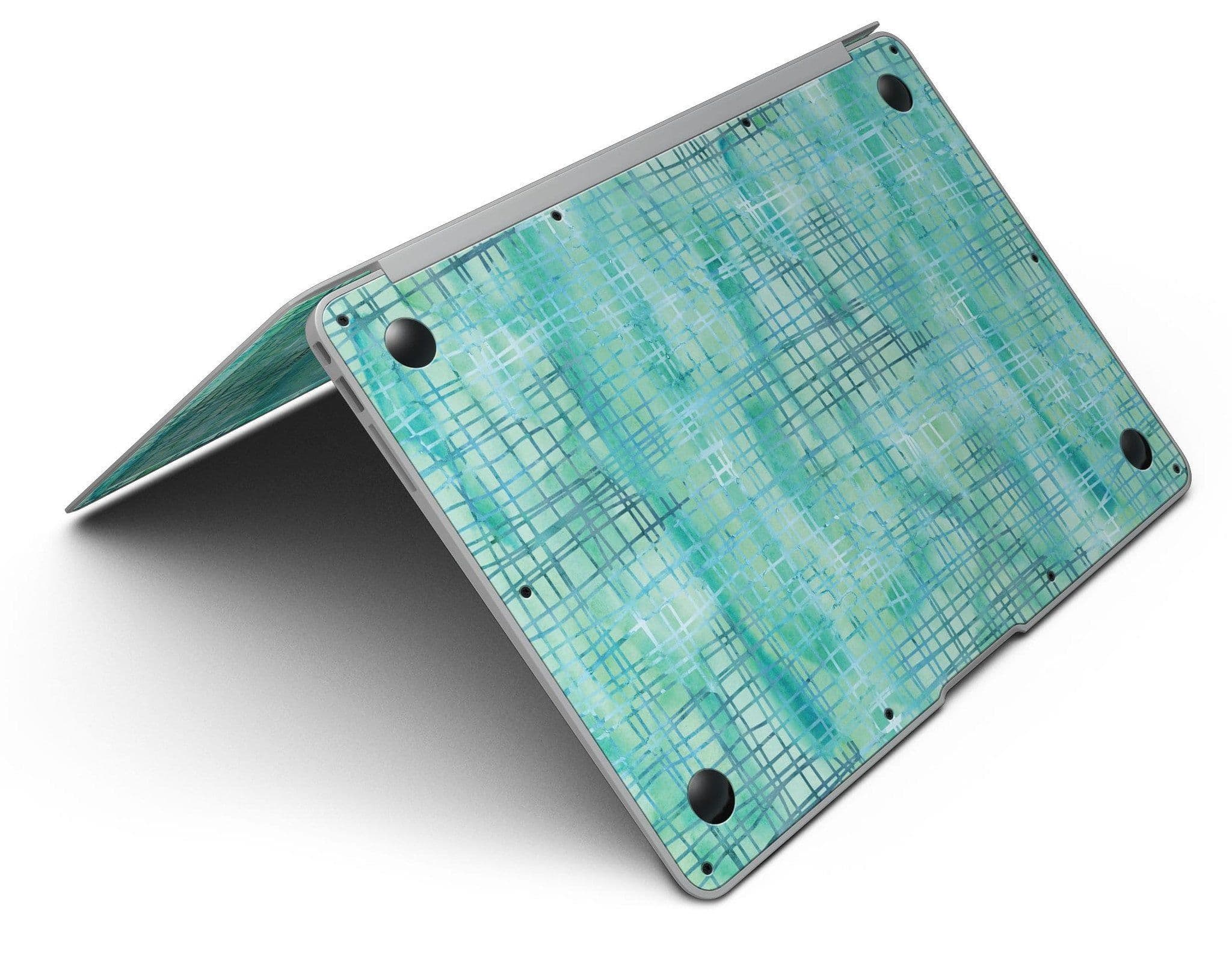 image-Aqua Watercolor Cross Hatch - MacBook Air Skin Kit