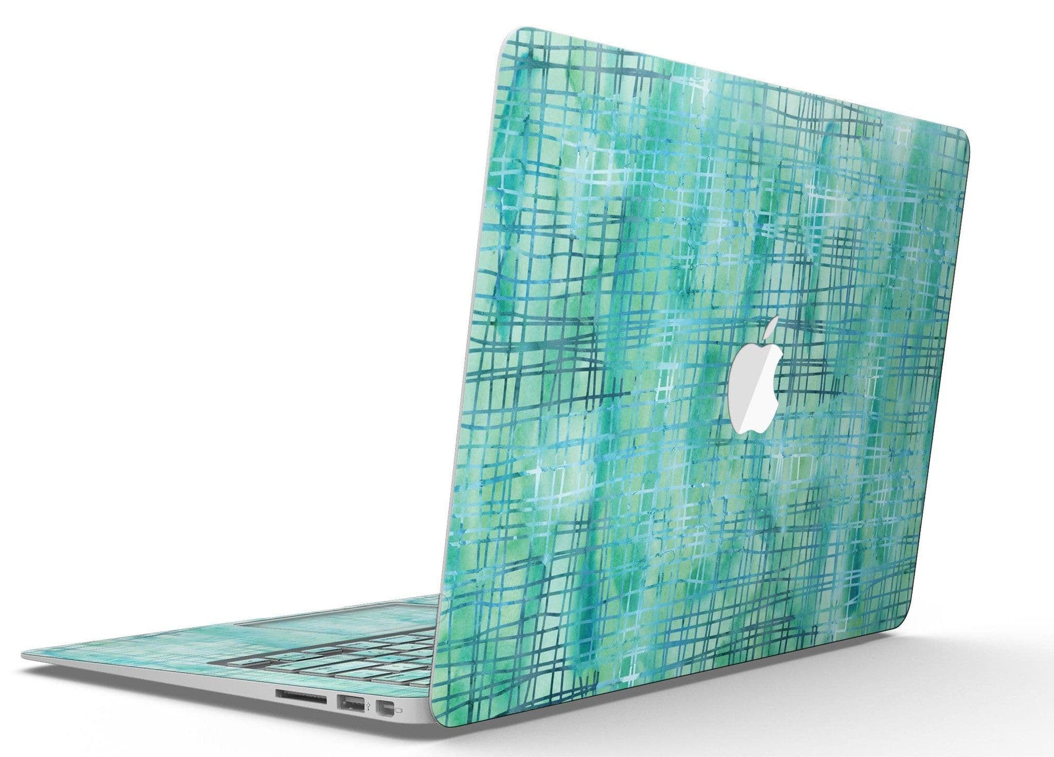 image-Aqua Watercolor Cross Hatch - MacBook Air Skin Kit