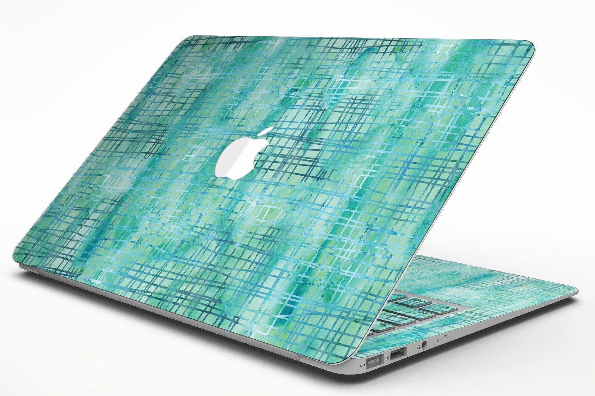 image-Aqua Watercolor Cross Hatch - MacBook Air Skin Kit