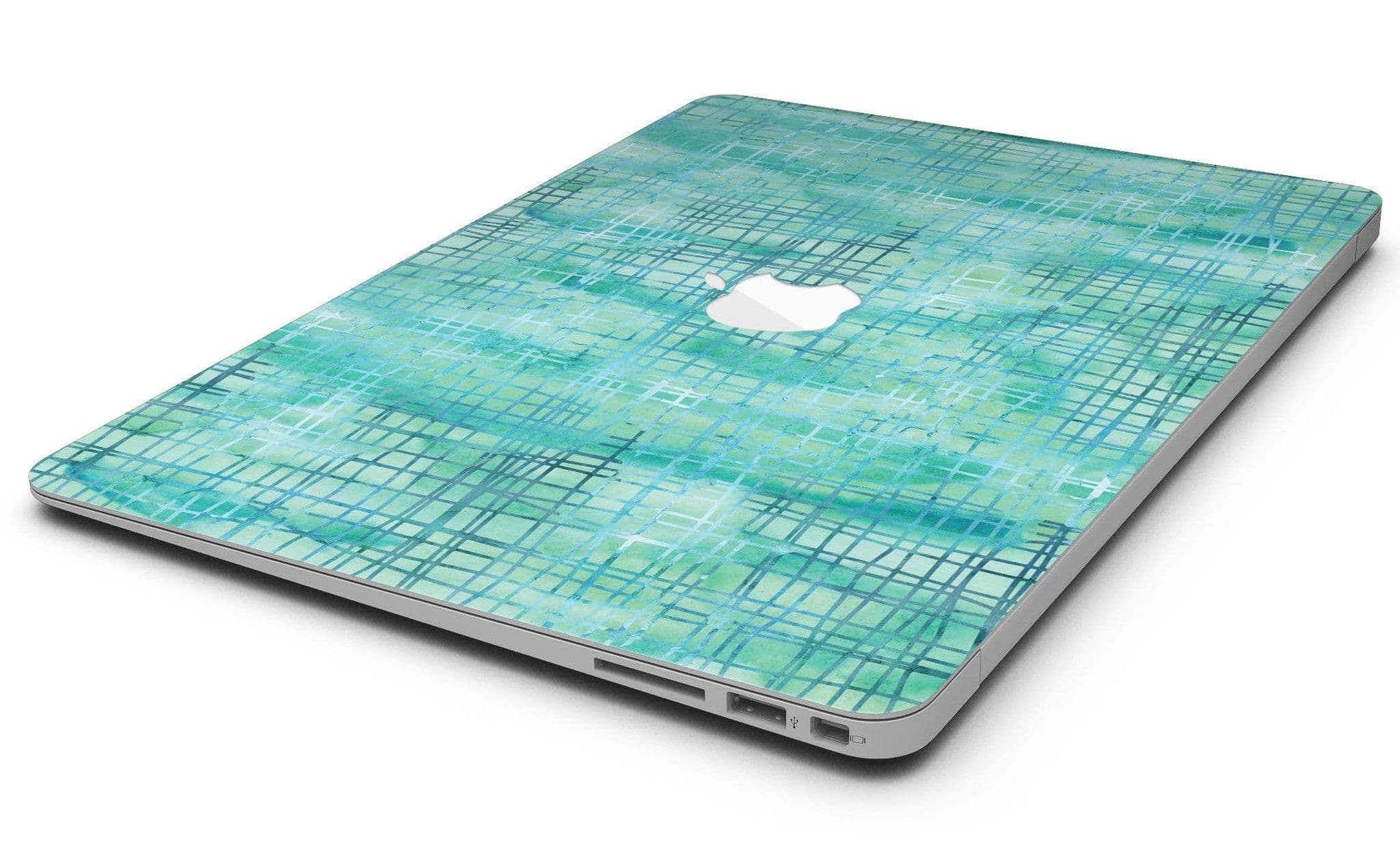 image-Aqua Watercolor Cross Hatch - MacBook Air Skin Kit
