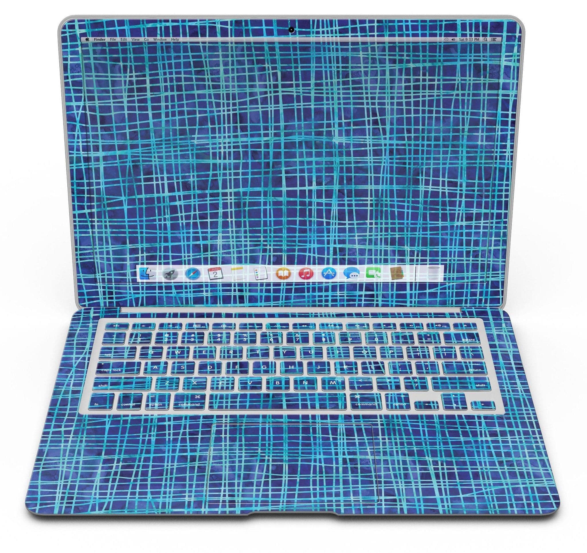 image-Blue Watercolor Cross Hatch - MacBook Air Skin Kit