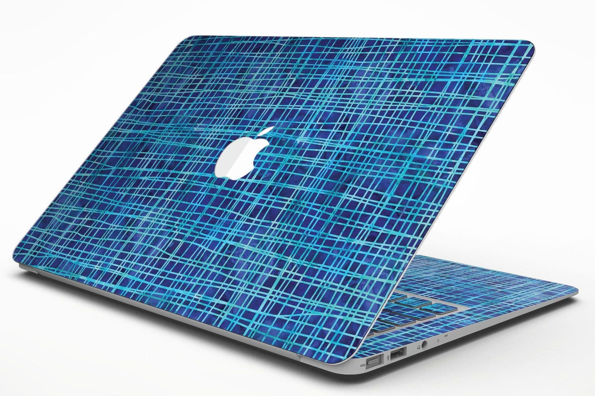 image-Blue Watercolor Cross Hatch - MacBook Air Skin Kit