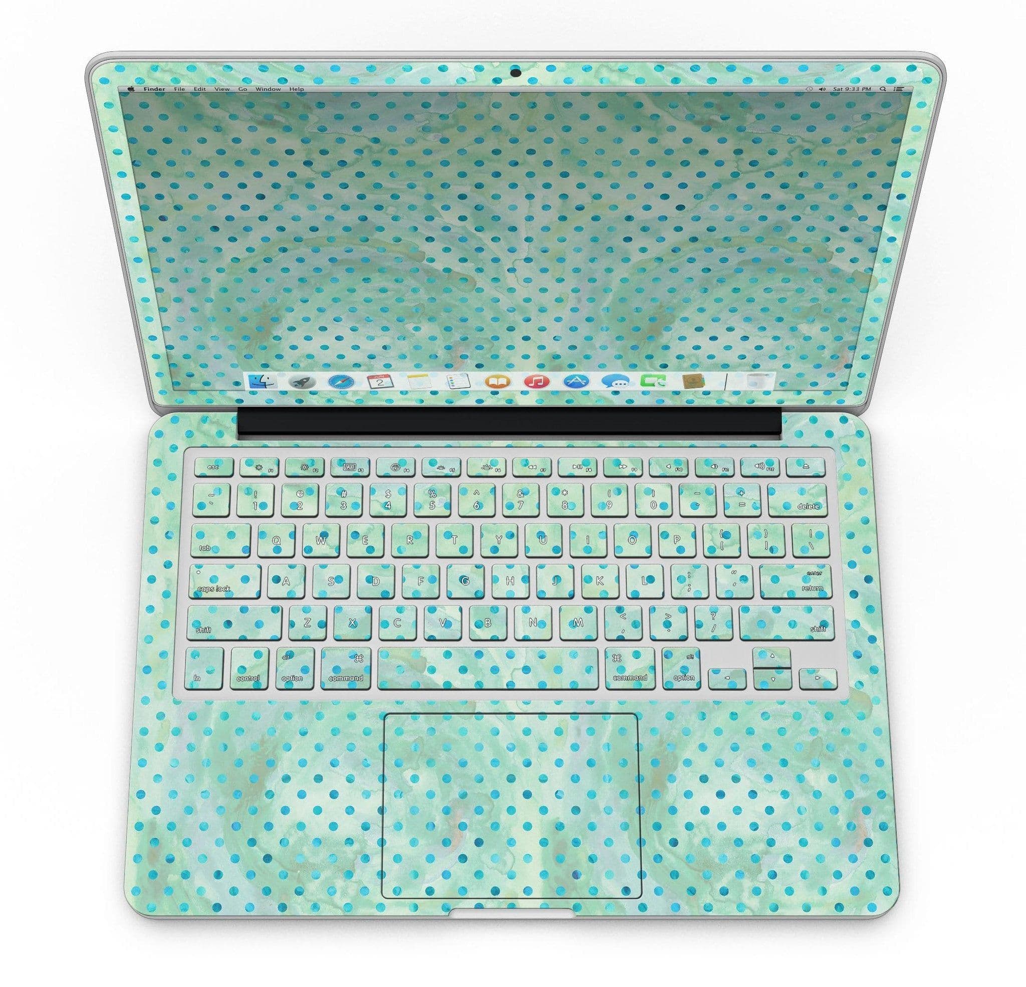 image-Green and Blue Watercolor Polka Dot Pattern - MacBook Pro with Retina