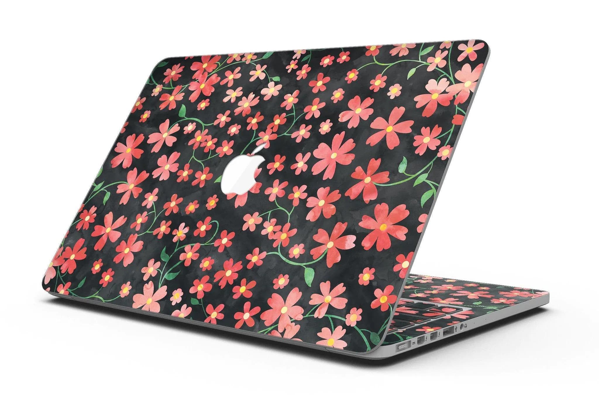 image-Flowers with Stems over Black Watercolor - MacBook Pro with Retina