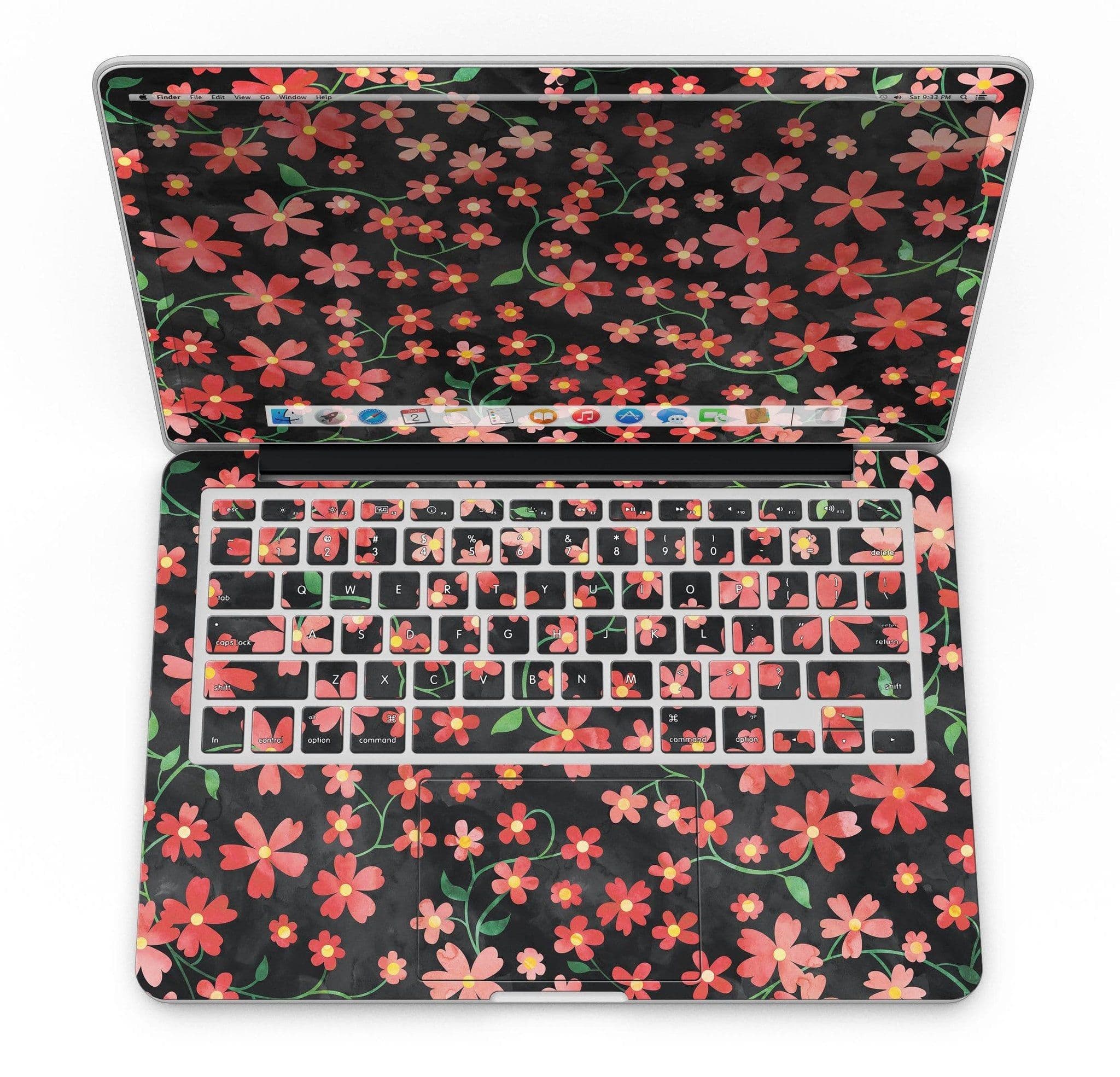image-Flowers with Stems over Black Watercolor - MacBook Pro with Retina