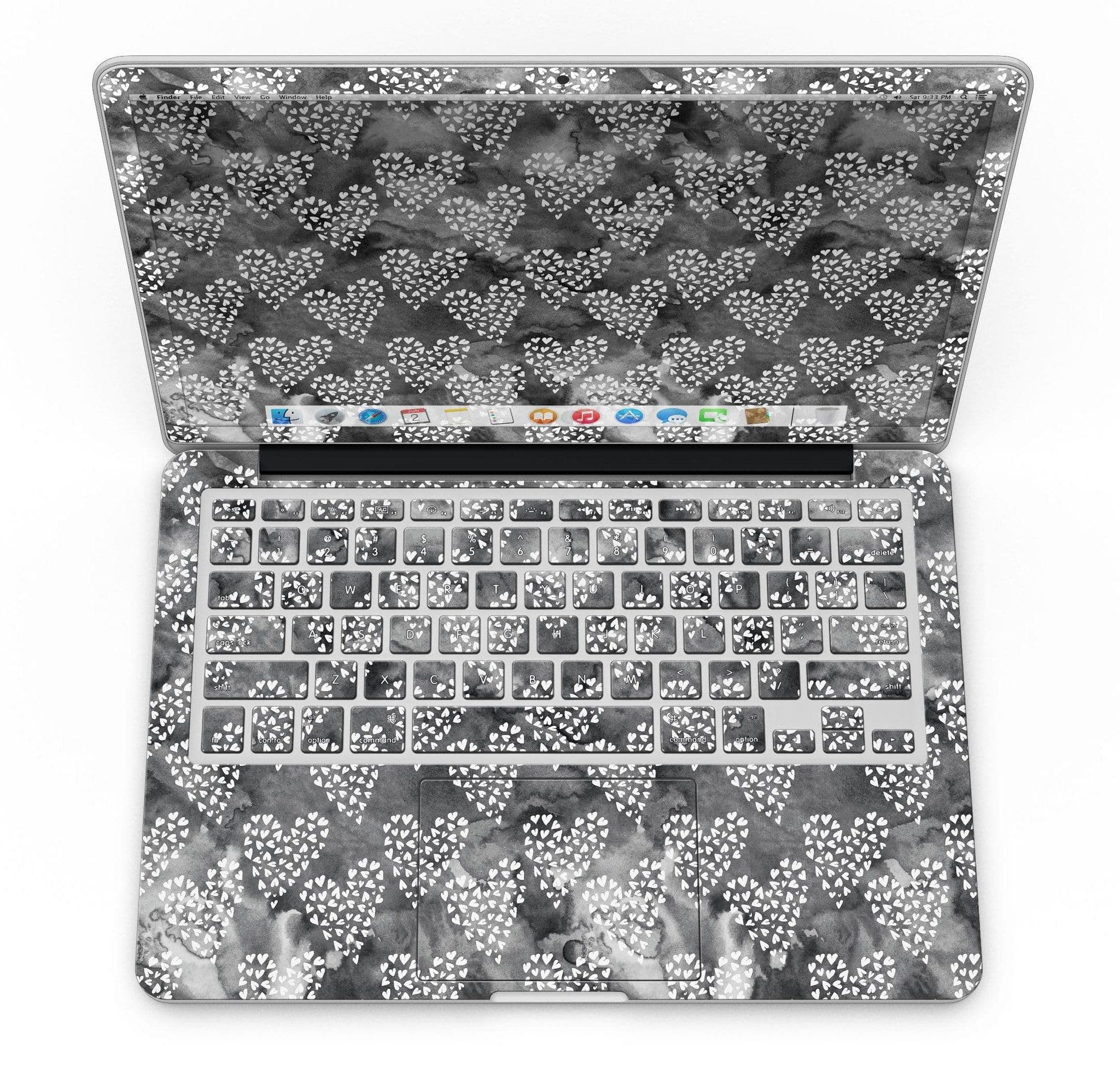 image-Black and White Watercolor Hearts - MacBook Pro with Retina Display