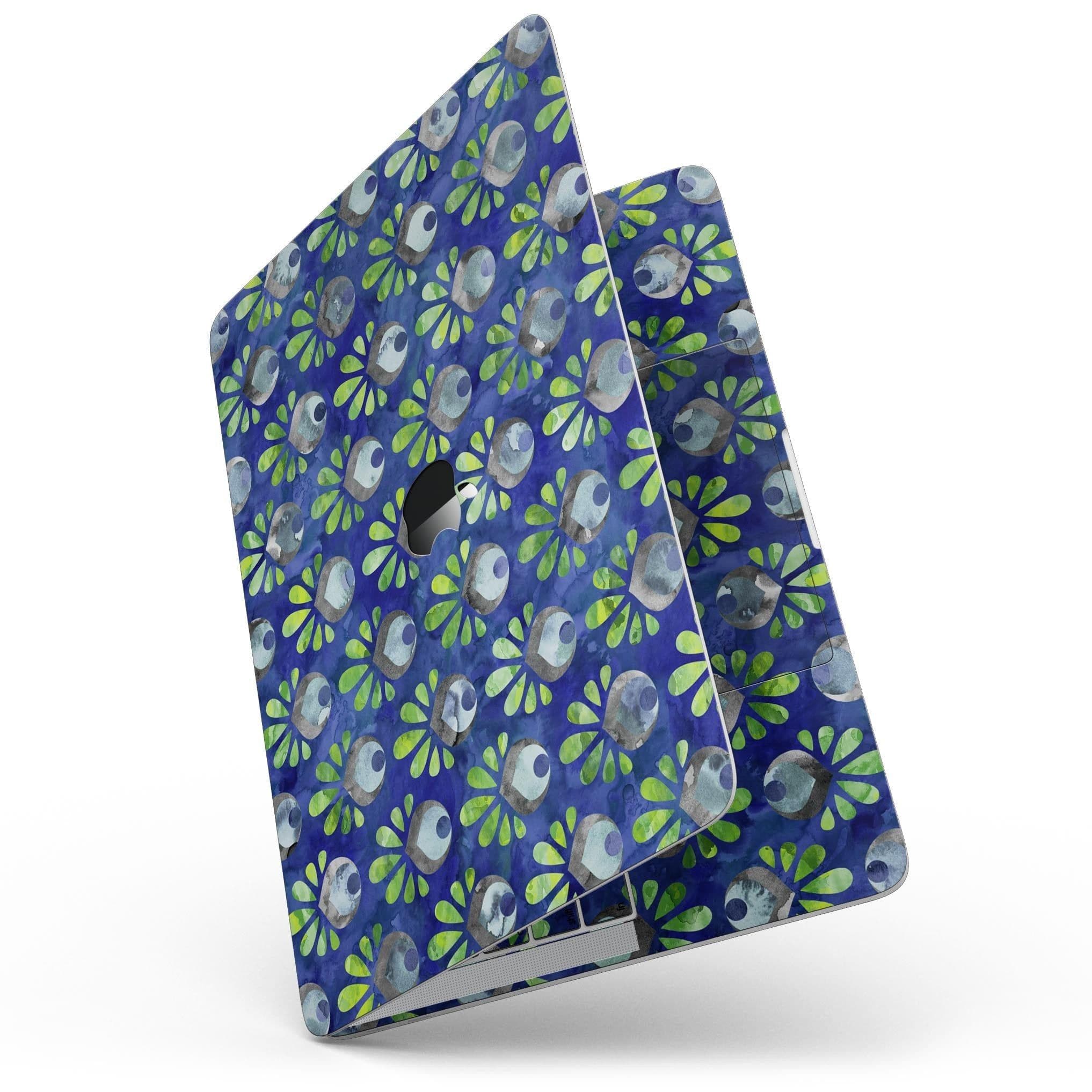 image-Dark Blue and Green Watercolor Peacock Feathers - MacBook Pro with