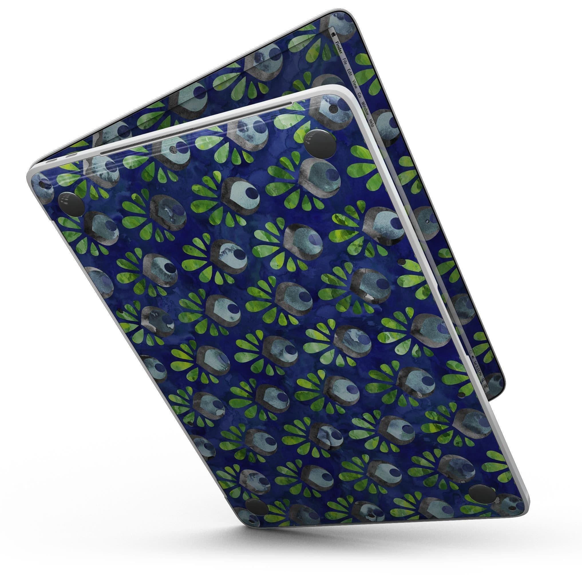 image-Dark Blue and Green Watercolor Peacock Feathers - MacBook Pro with