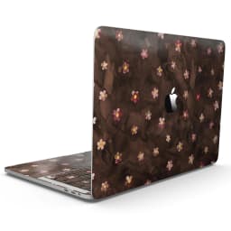 image-Cute Watercolor Flowers over Brown - MacBook Pro with Touch Bar Skin