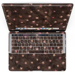 image-Cute Watercolor Flowers over Brown - MacBook Pro with Touch Bar Skin