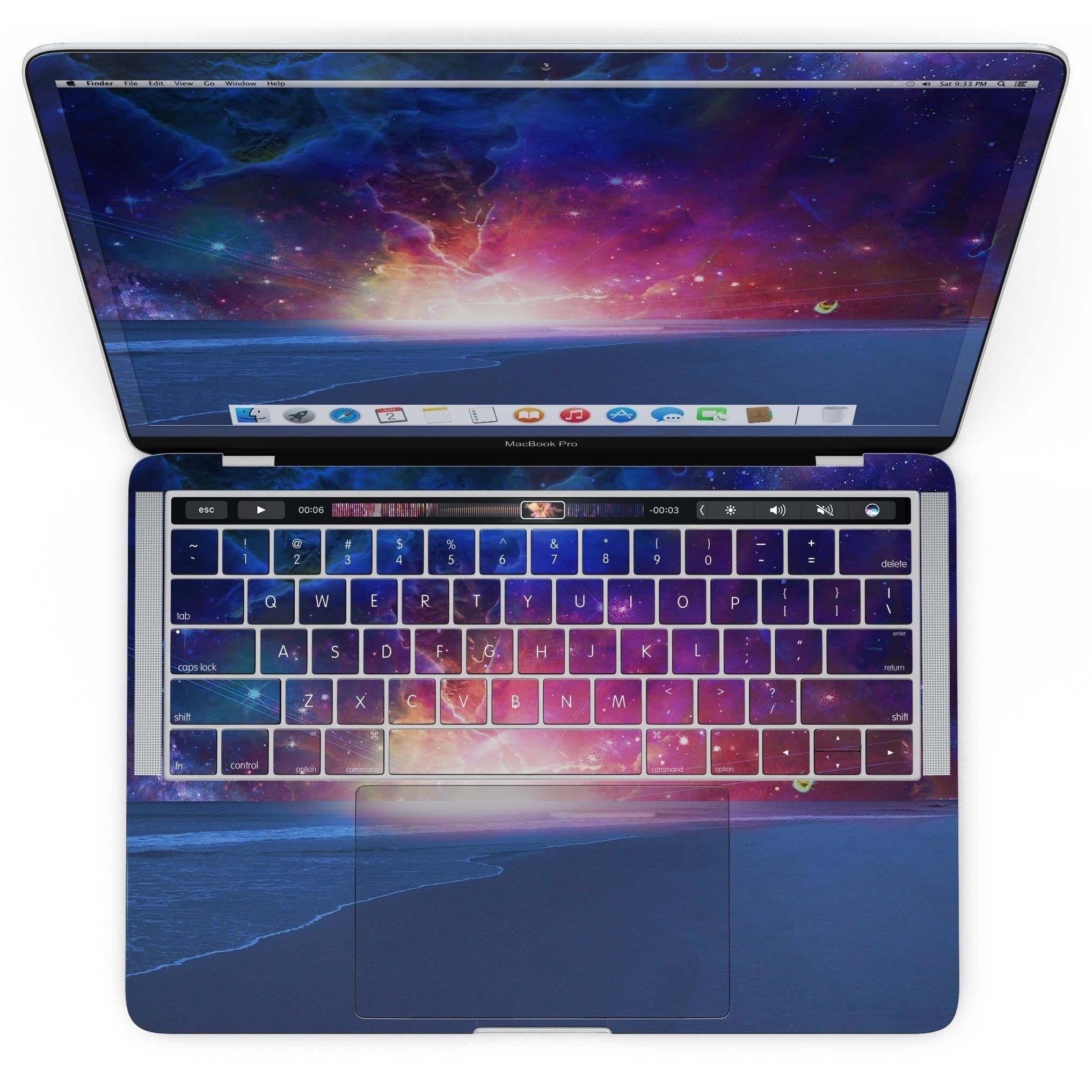 image-Galaxy Explosion over Calm Sea Shore - MacBook Pro with Touch Bar Skin