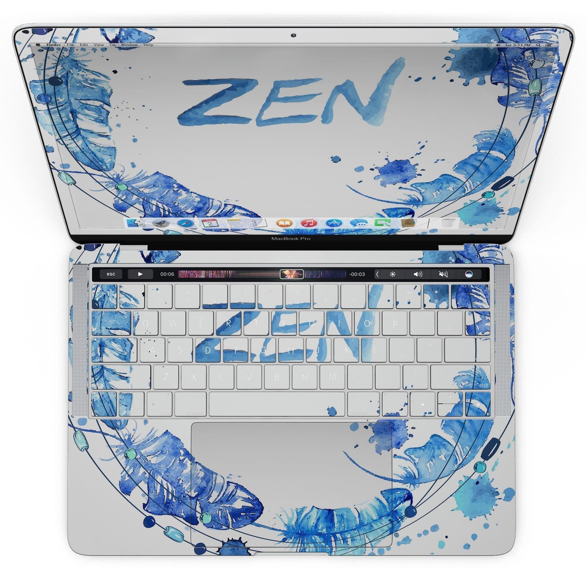 image-Abstract Watercolor Blue Feather Circle - MacBook Pro with Touch Bar
