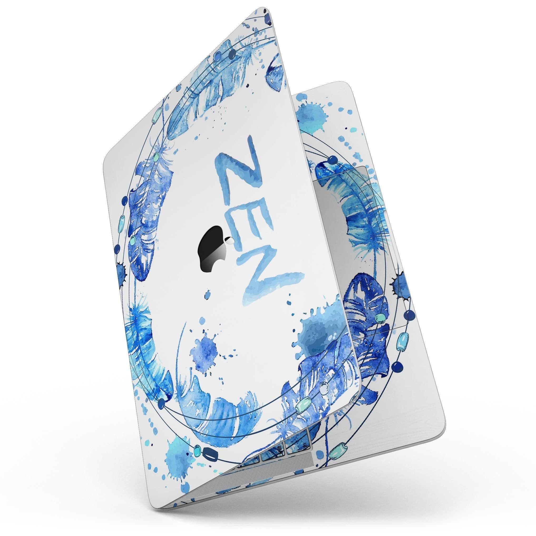image-Abstract Watercolor Blue Feather Circle - MacBook Pro with Touch Bar