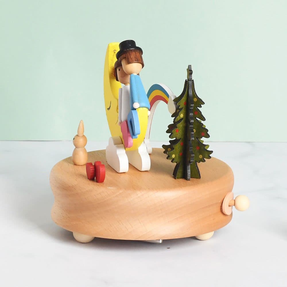 image-Wooden building model music box birthday gift