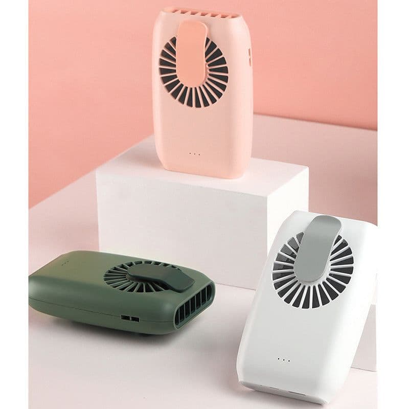 image-USB Rechargeable Handheld Fan - Green Hanging Neck