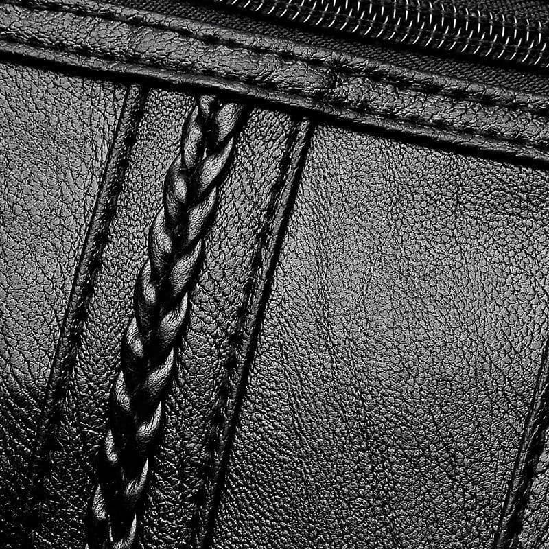 image-Women's Shoulder Bag - Black PU Leather Summer