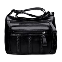 image-Women's Shoulder Bag - Black PU Leather Summer