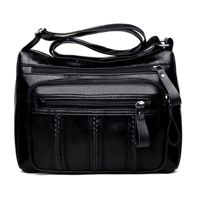 image-Women's Shoulder Bag - Black PU Leather Summer