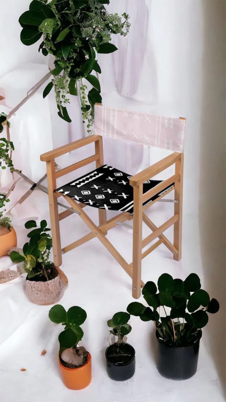 image-Duality Home, Pink & Black Mudcloth, Outdoor, Director's Chair
