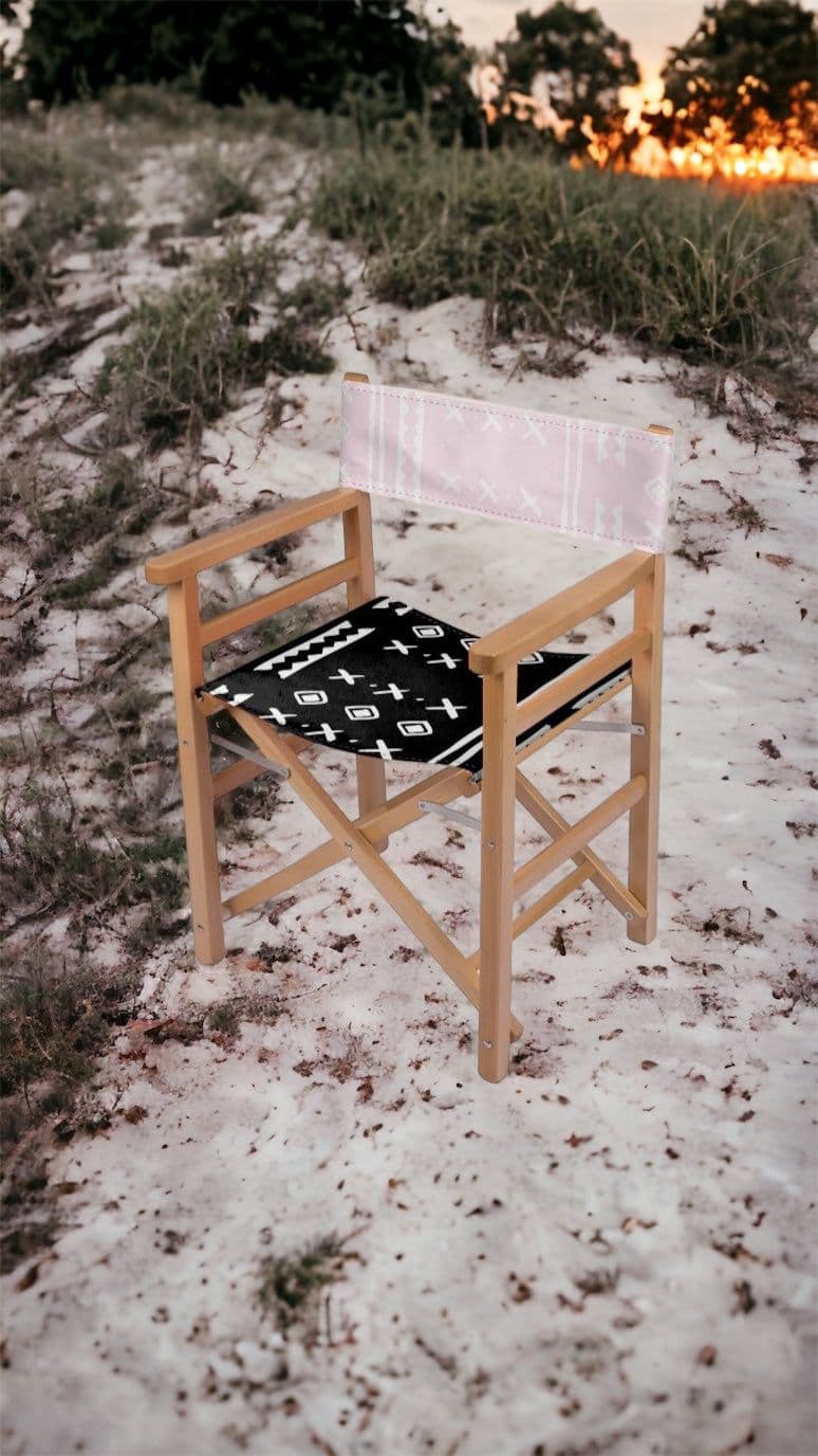 image-Duality Home, Pink & Black Mudcloth, Outdoor, Director's Chair