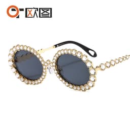 image-Flash Diamond Round Sunglasses - Women