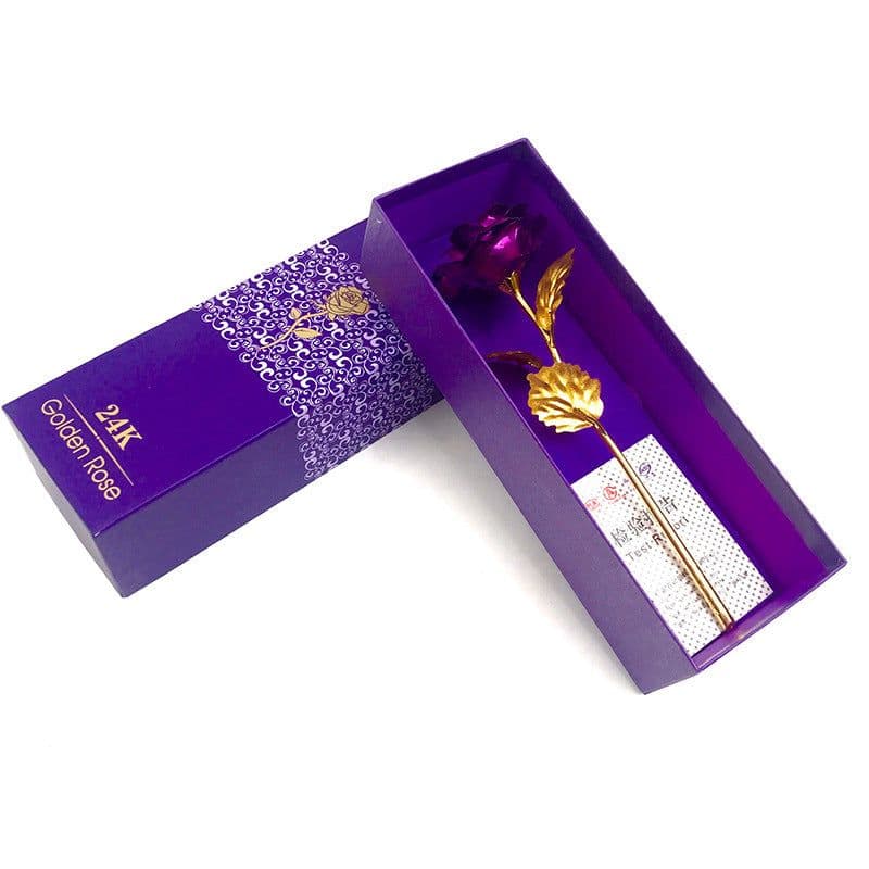 image-24K Luminous Color Gold Rose Flower Set