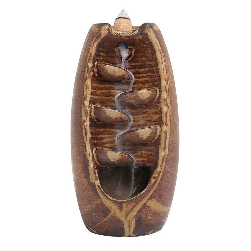 image-Cross-border products, ceramic backflow incense burner, both right and left, backflow smoke incense burner, send 50 incense sticks, send non-slip pads, large, medium and small