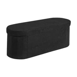image-VEVOR Oval Storage Ottoman Bench, Foldable Teddy Fleece End of Bed Bench, Folding Upholstered Bed Ottoman Chest with Large Storage Space, Supports 660 lbs, for Living Room, Bedroom, Entryway, Black