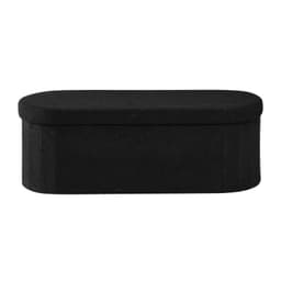 image-VEVOR Oval Storage Ottoman Bench, Foldable Teddy Fleece End of Bed Bench, Folding Upholstered Bed Ottoman Chest with Large Storage Space, Supports 660 lbs, for Living Room, Bedroom, Entryway, Black