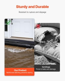 image-VEVOR Flood Barrier, 8 Pack, 10 x 0.7 ft Flood Bags Activated by Water, Reusable Water Absorbent Barrier, Sandless Sandbags Blockage, Flooding Prevention Bags for Home, Doorway, Basement, Garage