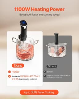 image-Vevor 1100W WiFi Sous Vide Precision Cooker Stainless Steel