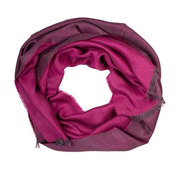 image-Fuchsia double face alpaca wool and silk shawl