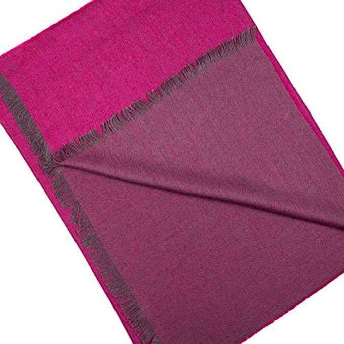 image-Alpaca wool and silk double face fuchsia shawl