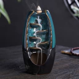 image-Cross-border products, ceramic backflow incense burner, both right and left, backflow smoke incense burner, send 50 incense sticks, send non-slip pads, large, medium and small