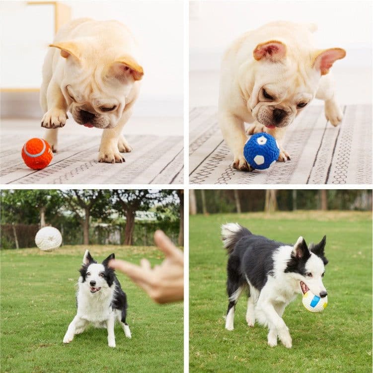 image-EETOYS Latex Rugby Tennis Dog Toy - Melon Large Sound Ball Pet