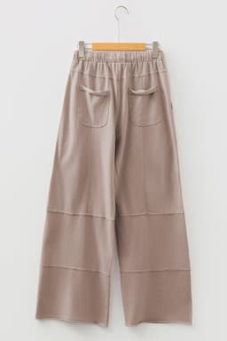 image-Smoke Gray Mineral Wash Exposed Seam Drawstring Elastic Waistband Wide Leg Cargo Pants