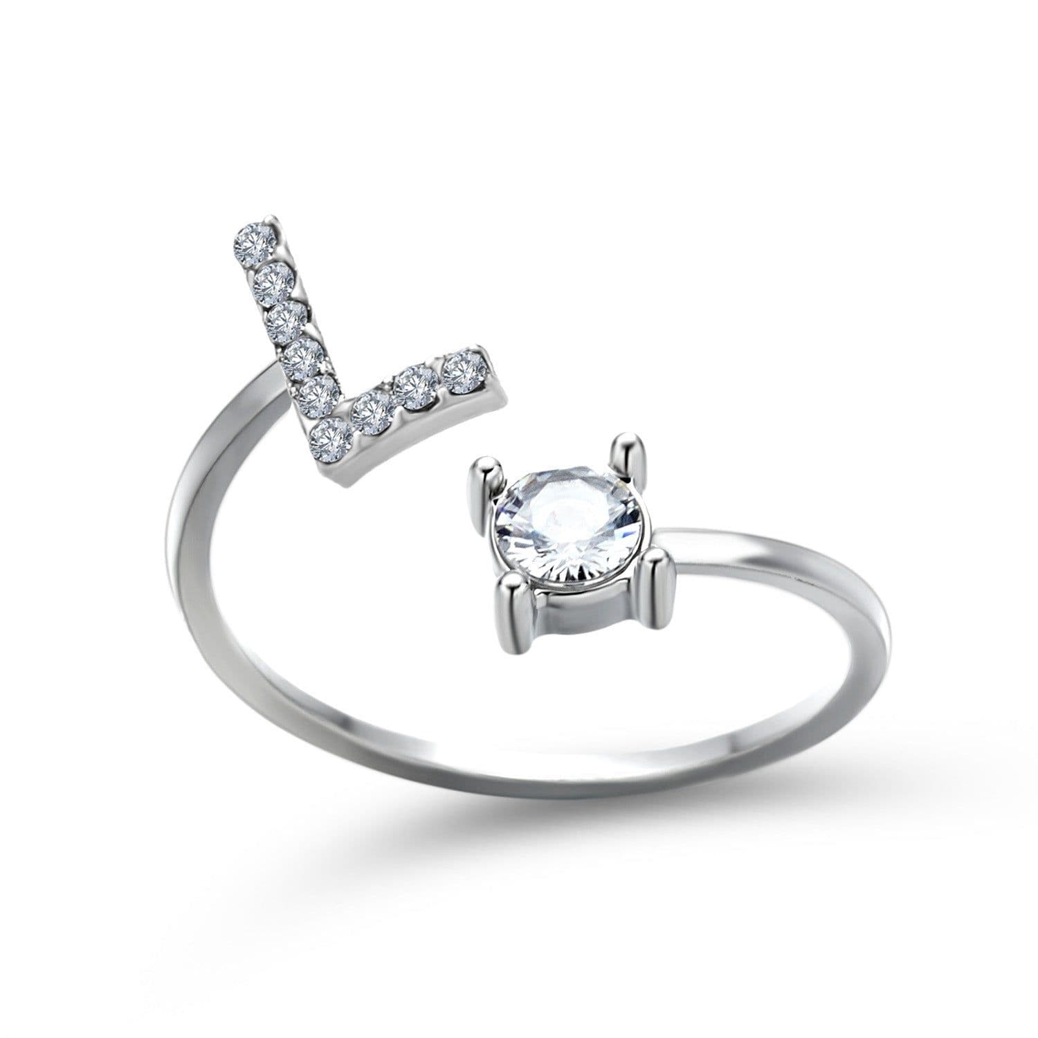 image-New Design Adjustable 26 Initial Letter Ring Fashion Jewelry For Women Simple Elegant Jewelry