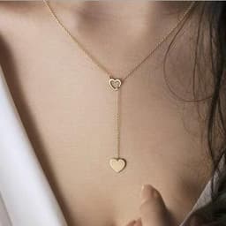 image-Women's Gold Heart Pendant Necklace Clavicle