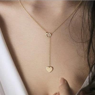 image-Women's Gold Heart Pendant Necklace Clavicle