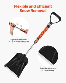image-VEVOR Kit de pelle à neige et balai à neige extensible de 107 cm, tête de brosse pivotante à 180°, kit d'outils de déneigement 4 en 1, poignée antidérapante, portable et réglable, pour voiture, camion