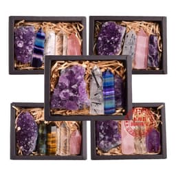 image-Amazon hot-selling product Amethyst block natural crystal Hexagonal prism power stone exquisite gift box packaging seven chakras