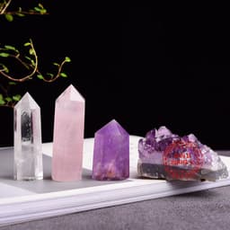 image-Amazon hot-selling product Amethyst block natural crystal Hexagonal prism power stone exquisite gift box packaging seven chakras