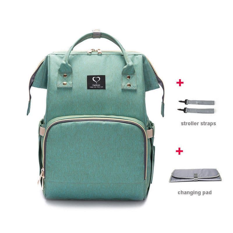 image-Water-Repellent Mommy Bag - Green, 25L, Polyester, Whale Design