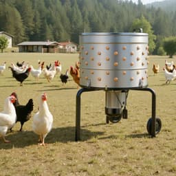image-VEVOR Chicken Plucker Machine - 1200W 25.6" Stainless Steel Drum