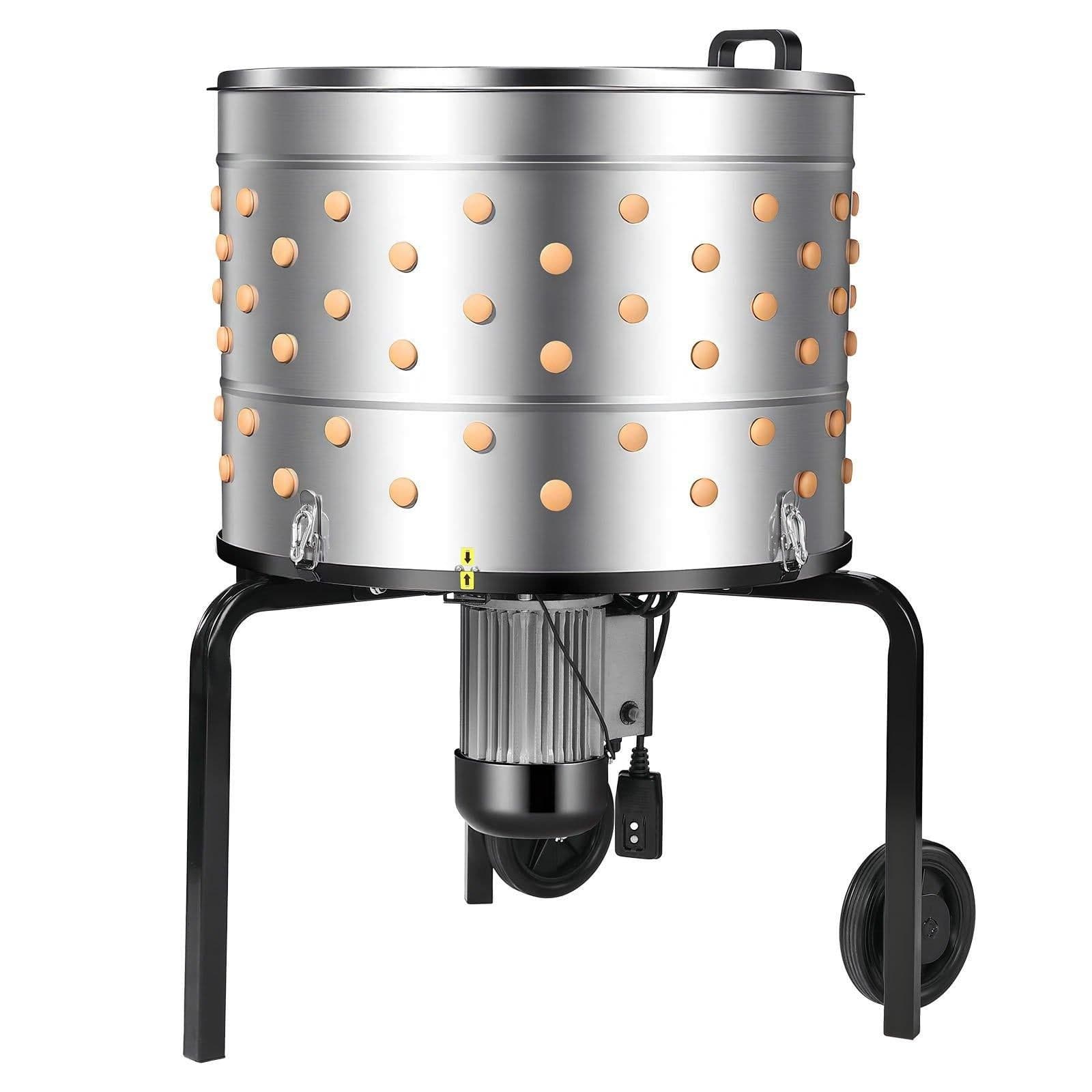 image-VEVOR Chicken Plucker Machine - 1200W 25.6" Stainless Steel Drum