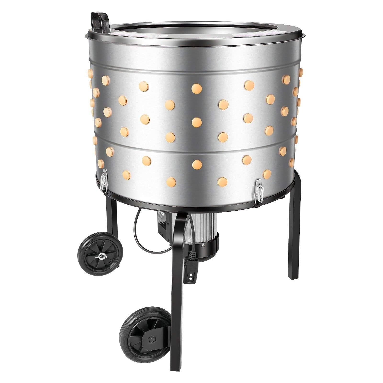 image-VEVOR Chicken Plucker Machine - 1200W 25.6" Stainless Steel Drum