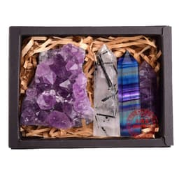 image-Amazon hot-selling product Amethyst block natural crystal Hexagonal prism power stone exquisite gift box packaging seven chakras