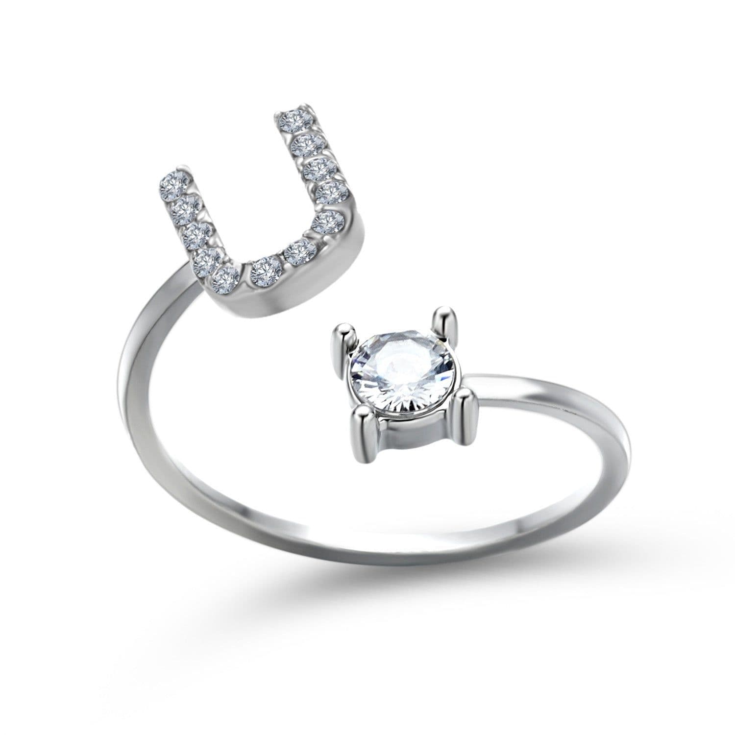 image-New Design Adjustable 26 Initial Letter Ring Fashion Jewelry For Women Simple Elegant Jewelry