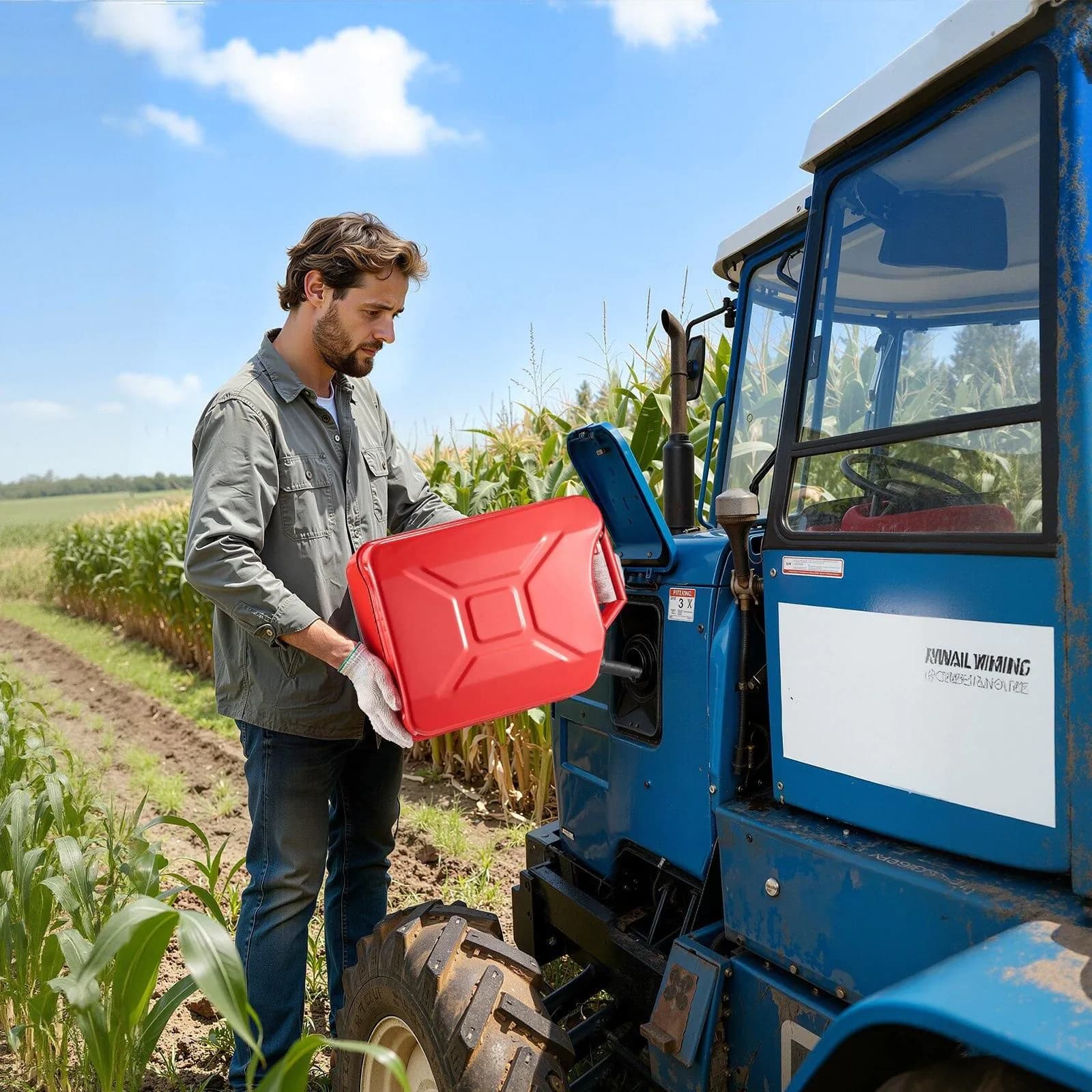 image-VEVOR Metal Fuel Container, 5.3 Gallon, Fuel Jerry Can with Spout and Comfort Handle, 6 L/min Max Flow Rate, Leakproof & Corrosion-resistant Metal Gas Tank Most Cars Motorcycle ATV UTV, Red, 2 Packs
