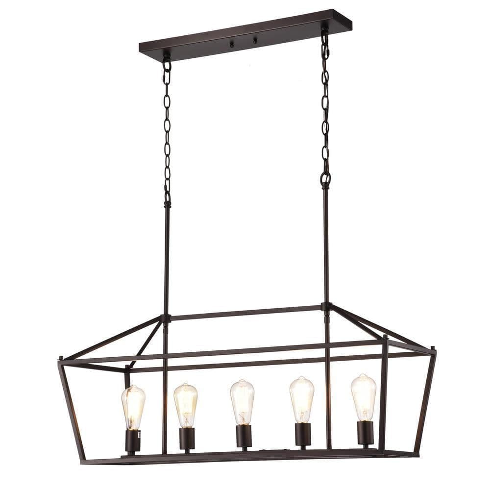 image-CHLOE Lighting IRONCLAD- Industrial 5 Light Oil Rubbed Bronze Island Pendant Ceiling Fixture 36" Wide